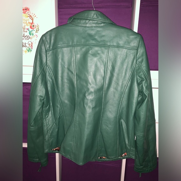 Twiggy London Green Leather Jacket L - Picture 6 of 8
